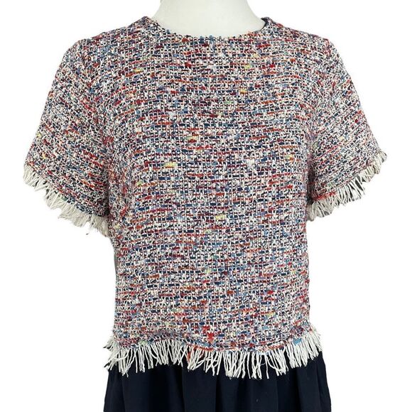 Jade Melody Tam Tweed Ruffle Multi Color Top Blouse Shirt - Picture 5 of 14